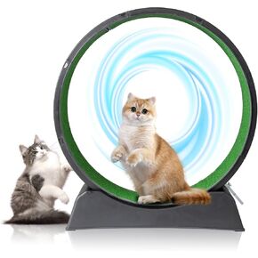 Outvita Cat Wheel, PP Plastic Cat Exercise Wheel for Quiet Running Indoor Use, 31.5" Cat Treadmill with Carpeted Wheel, Cat Exerciser Helps Cats to Lose Weight and Keep Health, Easy to Install（Gray）