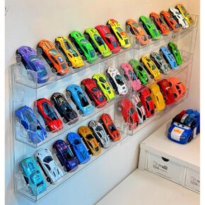 3 Layer Acrylic Wall Mount Display Case for Hot Wheels, 3-Tier Organizer Shelf Holds 27 Toy Cars, 1:64 Diecast Car Storage Organizer