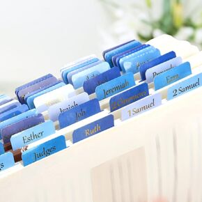 Bible Tabs for Men and Women, Blue Bible Tabs, Anti-Wrinkle and Easy to Apply, Gold-Blocked English Lettering, Large Print Index Tabs, Waterproof Bible Chapter Tabs