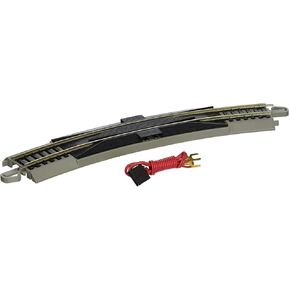 Bachmann Trains - Snap-Fit E-Z TRACK 18" RADIUS CURVED TERMINAL RERAILER w/WIRE (1/card) - NICKEL SILVER Rail With Gray Roadbed - HO Scale