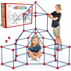 SpringFlower Fort Building Kit for Kids,STEM Construction Toys, Educational Gift for 3 4 5 6 7 8 9 10 11 12 Years Old Boys and Girls,Ultimate Creative Set for Indoor & Outdoors Activity,200 Pcs,Green
