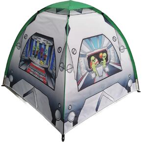 Alien Spaceship Kids Play Tent. Indoor & Outdoor Playhouse Tent for Boys and Girls. Easy Setup, Heavy-Duty. Large: 57"x57"x50". Ages 3-8. Full-Color Outer Space Rocket Ship Graphics.