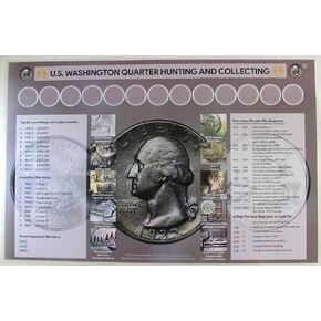 U.S. Washington Quarter Hunting and Collecting 11" x 17" Coin Roll Sorting Laminated Mat