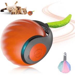 2025 Upgrade Speedy Ball Cat Toy with Tail,Speedy 3.0 Tail Interactive Cat Toy for Indoor Cats,USB Rechargeable Automatic Moving Smart Cat Toys Ball with Tail Two Speed Adjustment (Blue+Orange, 2PCS)