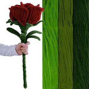 Peryiter 300 Pieces Extra Long 24 Inch Green Pipe Cleaners Chenille Stems Craft Supplies Bulk for DIY Art and Craft Projects Creative Gift Wrapping Party Decorations