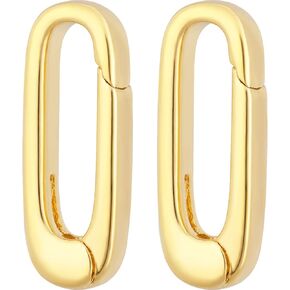 2Pcs 18K Gold Filled Oval Necklace Clasps Bracelet Pendant Carabiner Closures Necklace Enhancer Wedding Spring Ring Connector for Jewelry Making - 0.71" x 0.26"