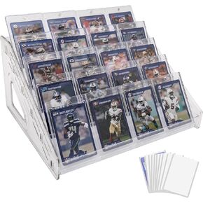 5-Tier 12" Magnetic Acrylic Display Stand For Psa Cards & Sports Cards – Multi-Layer Shelf Holds Graded Slabs, Trading Card Rack, Baseball/Basketball/Football Card Holder