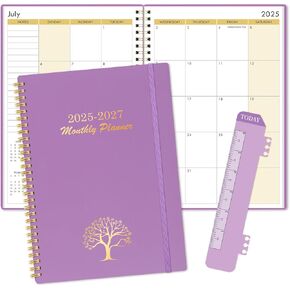 2025-2027 Monthly Planner, 2 Years Monthly Calendar, Jul 2025-Jun 2027, 7.4" x 10.2" 24-Month Planner with Twin-wire Binding for School & Office, Waterproof Cover, Purple