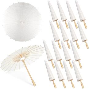 MOTOTO 4 Pieces 33 Inches White Paper Umbrellas Parasol Chinese Japanese Oiled Paper Umbrellas Decorative DIY Painting Parasol for Wedding Bridal Party Decor