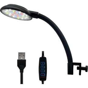 Aquarium Fish Tank Light - Clip On LED Adjustable Moving Lamp with White,RGB,Full Brightness Spectrum