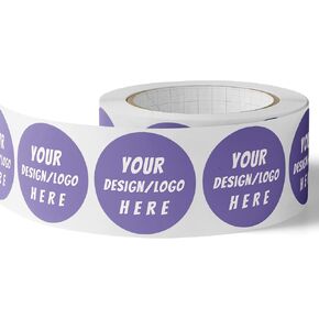 150 Custom Circle/Square BOPP Roll Labels- Personalized Stickers for Business Logo, Party, Wedding Favor, Baby Shower-Any Design Text + Image, Matte/Gloss Finish (2 Inch Circle)