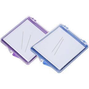 Kodrily 2Pcs Magnetic Needle Case Set, Magnetic Needle Holder with 4 Pins, 2.8x3 in Sewing Needle Case, Sewing Needle Holder, Needle Organizer for Cross Stitch Sewing Knitting