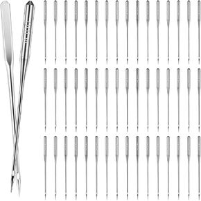 ElevateTech 50 Pcs Sewing Machine Needles, Universal Size 100/16 Regular Sewing Machine Needles Leather Heavy Duty Embroidery Regular Sewing Needle for Thickened Fabrics