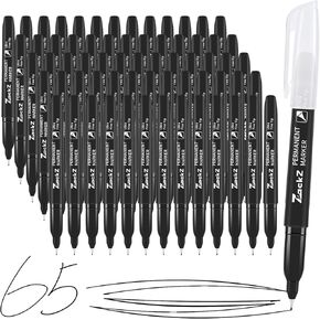 Twin Tip Permanent Markers Black, Fine and Ultra Fine Point, 18 Count, Waterproof & Fade-Proof Ink, Quick Drying, Writing on Paper, Plastic, Metal, Glass
