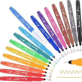 Permanent Markers Assorted Colors, 0.4 mm Ultra Fine Point, 16 Pack, Waterproof & Fade-Proof Ink, Quick Drying, Writing on Paper, Plastic, Metal, Glass