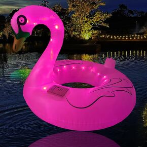 Swan Pool Floats & Swimming Rings- Solar Powered Inflatable Floating Light UP Pool