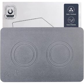 Home Dog Cat Bowl Stone Mat–Natural Diatomite Stone Pet Bowls Mat, Pet Feeding Mat, Modern and Stylish Pet Feeding Station–Non-Slip, Quick Drying Mat,Dog Food Water Bowls Mat Deep Grey