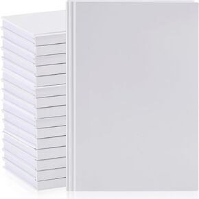 Henoyso 20 Pcs A5 Blank Notebooks Journals Bulk 100 Sheets / 200 Pages Blank Book Hardcover Unlined Sketchbooks Kraft Cover for Writing Drawing for Students School Office, 8.3 x 5.7 Inch (White)
