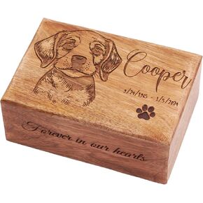 Personalized Cremation Urns for Dogs Ashes, Wooden Pet Memorial Keepsake Urns, Photo Engraved Pet Cremation Urn - Burnt Wood (Medium : 8"" x 5.5"" x 3.5"" - 100lbs or 45Kg)