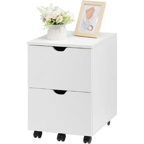 HollyHOME Under Desk Cabinet, Deep 2-Drawer Mobile Wood Cabinet, Storage Drawer for Home, Rolling Shelf for Office, Rolling Printer Stand, for A4, Modern, Dark Brown