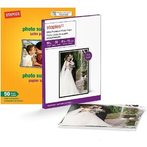 Staples Supreme Satin Photo Paper, 8.5-inch W x 11-inch L, 100/Carton (ST19893VS)