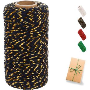 CAMAL Cotton Macrame Cord 2mm Soft Sparkle Macrame Rope Colorful Braided Cord Mercerized Cotton Rope for Wall Handing, Plant Holders, Gifts Bind, DIY Home Decor (White Gold)
