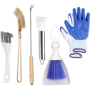6pcs Set Bird Cage Cleaner Kit - Stainless Steel Poop Remover & Scraper Tool- Essential Bird Cage Accessories for Parakeet Items & Small Animal Cage Cleaning