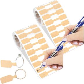 1000Pcs Blank Jewelry Price Tags Stickers, Self Adhesive Brown Blank Jewelry Price Labels Easy Peel No Residue Stickers for Small Business Jewelry Tags Kraft Bracelet Ring Crafts
