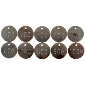 Stainless Steel 1-1/4" inch Round Tags. Pick Your Set of 100, 500 or 1,000 Tags (Number Options 001-1000)