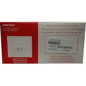 Meto 2200/2 White MPTP Labels (15.75m) for 13.22, 14.22, 15.22