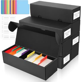 8 Pack Trading Card Storage Box, 6400+ Count Bulk Storage Box with Cards Dividers & Labels, Cardboard Card Storage Boxes Sports Storage Boxes for Basketball Trading Collection Organizer