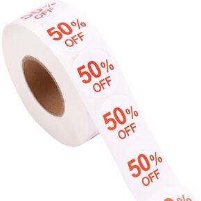 1000pcs Stickers, Round Self-Adhesive Percent Off Promotion Stickers Sign Discount Label for Retail Sale Promotion Clearance Markdown (1 Inch)