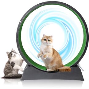 VINGLI Cat Exercise Wheel, Cat Treadmill with Carpeted Runway, 31 Inch Cats Running Wheel for Weight Loss & Daily Exercise, Black (31 Inch)