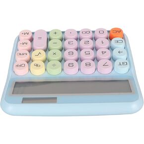 Colorful Calculator, LCD Screen Mechanical Keyboard 12 Bit Efficient Electronic Desktop Calculator 15 Degree Angle for Home for Classroom (Sky Blue)