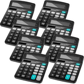 حاسبة سطح المكتب 8pcs من 12 رقماً ، حاسبة الطاقة الشمسية المزدوجة ، الحاسبة المكتبية الأساسية المحمولة مع شاشة LCD كبيرة وزر كبير حساس للمكتب ، والمدرسة ، والمنزل (الأسود)