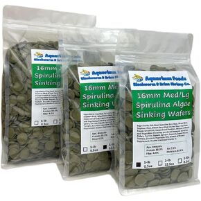 Aquatic Foods Inc. 16mm - 5/8 "رقائق متوسطة/كبيرة من الطحالب ، سبيرولينا ، الخضار لجميع الأسماك الاستوائية ، cichlids الأفريقية ، الروبيان ، القواقع ، سرطان البحر ، سمك السلور ، plecos .. ... 1 رطل 0.3 أوقية حقيبة صافية