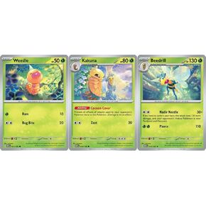 Pokemon Trading Card - Beedrill 015/165 & Caterpie Kakuna - Holo Rare 2 Card Lot