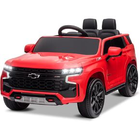 Winado 12V Ride on Car w/Remote Control, Licensed Chevrolet Tahoe Battery Powered Electric Vehicle for Kids, Off-Road Truck for Toddlers w/Bluetooth, Spring Suspension, Smooth Start, 3 Speeds (Pink)