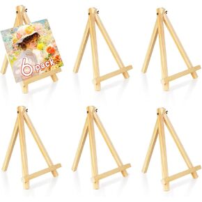 6Pcs Easel Stand 9inch Easel for Painting, Wooden Small Painting Easels for Photo Display, Durable Mini Wood Art Tabletop Easel Canvas Holder Picture Stands for Kids Student Adults