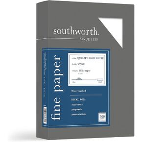 Southworth 3162010 Quality Bond #1 Sulphite Paper White 20 lbs. Wove 8-1/2 x 11 500/Box