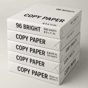 Multipurpose Copy Paper, 92 Bright, 8.5 x 11 inches, 20 lb, White, 2500 Sheets, 5 Reams for school, office, and home printer