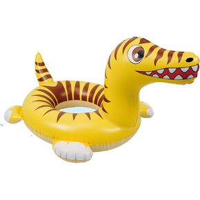 HOHQB Inflatable Dinosaur Pool Float Kids 3-12, Pool Floatie for Toddler 3-5 Pool Toys for Kids Ages 4-8 Girls Boys (Yellow Raptor)