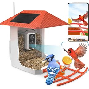 2.5K Smart Bird Feeder with Camera, 2.5L Birds Watching Camera with AI Identify Bird Species, Outdoor Birds Feeder House with Solar Panel for BirdLovers (Cyan)