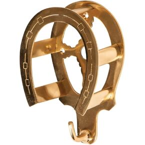 Berlin Brass Double Horseshoe Bridle Rack for Horses | Solid Brass Wall Mount | Elegant Arched Top for Halters & Bridles | Hook for Leads & Girths