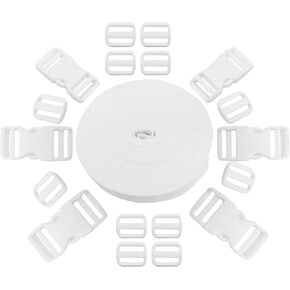 HARSKIYER 1 Inch Buckle Strap Set White, 11 Yd Webbing 6 Clip 12 Slider in Saudi Arabia
