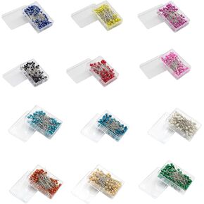 1200Pcs Colorful Ball Head Sewing Pins Set - 12 Vibrant Colors, 3.8cm Straight Pins for Dressmaking, DIY Crafts, and Tailoring Projects