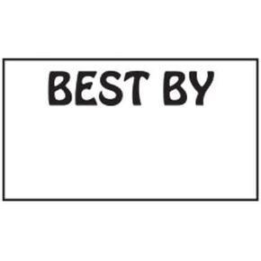 Black Reverse Print on White "Best by" Pricing Labels to fit Monarch 1131 Pricers. 8 Rolls with 1 Free Ink Roller.