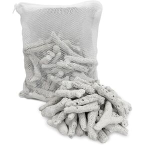 PINVNBY 500g/1.1lb Natural Crushed Coral for Freshwater Aquariums Reusable Fish Tank Filter Media Mesh Bag Crushed Coral to Raise Ph Pond Filter Media
