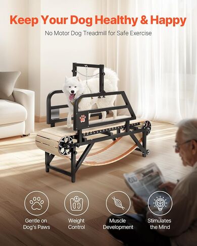 Happybuy Dog Treadmill for Medium-Sized Dogs, 300lbs Weight Capacity. with Adjustable Ramps, 15.5" Runway and Slatmill, It's Ideal Pet Exercise Equipment for Indoor and Outdoor in Saudi Arabia