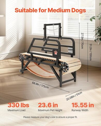 Happybuy Dog Treadmill for Medium-Sized Dogs, 300lbs Weight Capacity. with Adjustable Ramps, 15.5" Runway and Slatmill, It's Ideal Pet Exercise Equipment for Indoor and Outdoor in Saudi Arabia